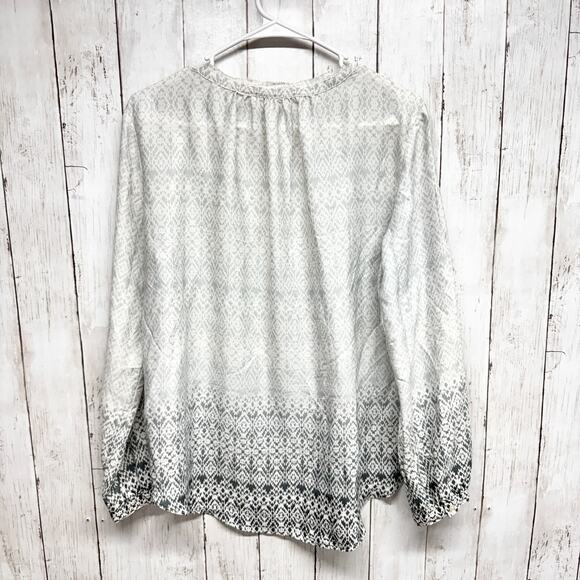 Gap Shirt Women Size Medium Ombre Aztec Pattern Smocked Blouse Trim Detail Boho - Picture 7 of 7